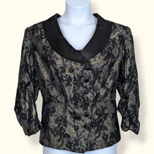 V. Bianca Nygard Metallic Floral Tux Blazer